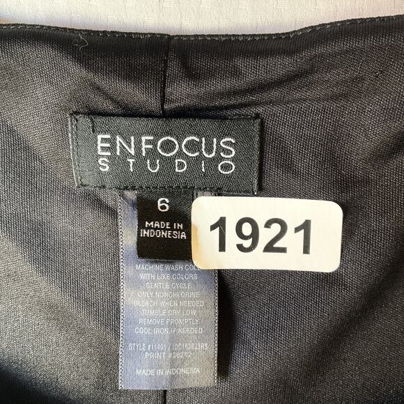 Enfocus Studio Women Dress 6 Black Floral Fit & Flare Sleeveless Knee Length - Picture 2 of 10